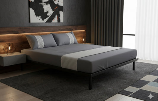 Sleek Comfort Lace-Trimmed 3-Piece Fitted Bedsheet Set – Storm Grey