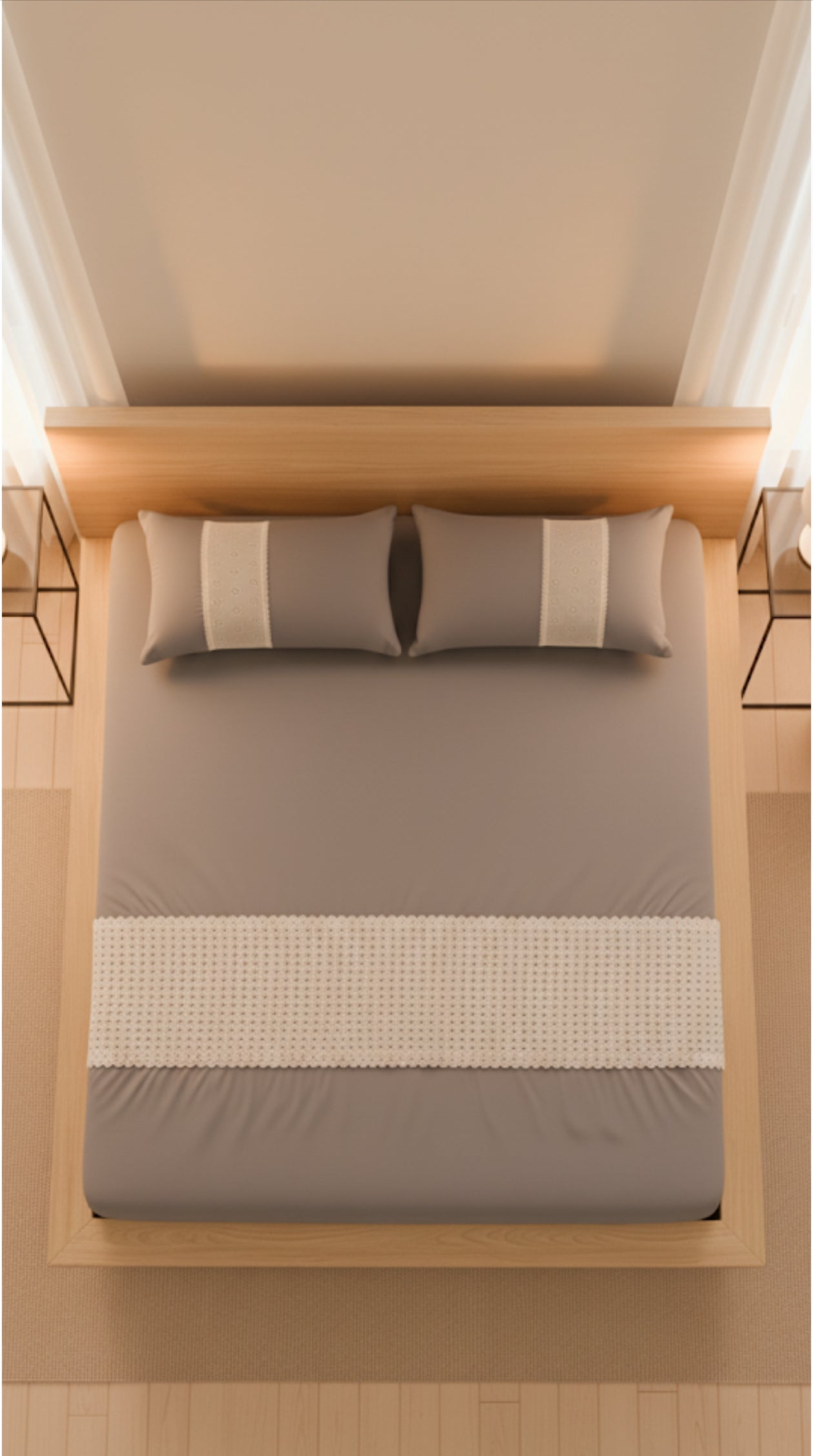 Sleek Comfort Lace-Trimmed 3-Piece Fitted Bedsheet Set – Storm Grey